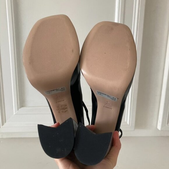 NWOB Schutz Free People Darlene Black Satin Platform Heels Sz 8.5 - Picture 7 of 8